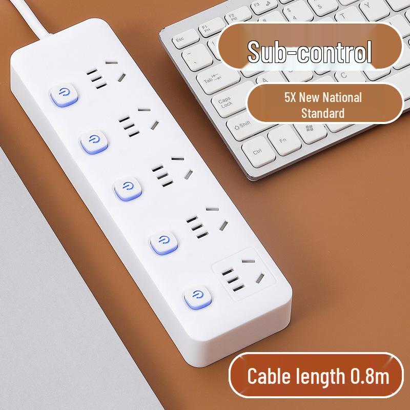 USB Socket Panel with Multi-Outlet Power Strip and Sub-Control