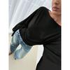 Womens Solid Color Off-Shoulder Long Sleeve Top With Flared Sleeves Slim Fit Knit Blouse 2026