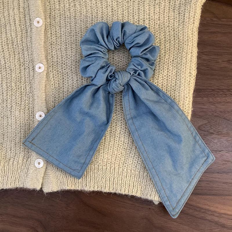 Large Denim Double layered Hair Scrunchies With Lace for Girls and Women Elastic  Hair Bands Nordic Style Hair Accessories