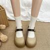 Mary Jane Love Thick Heel Small Leather Shoes Women's 2025 Spring New British Style Retro Platform French Round Head Single Shoes