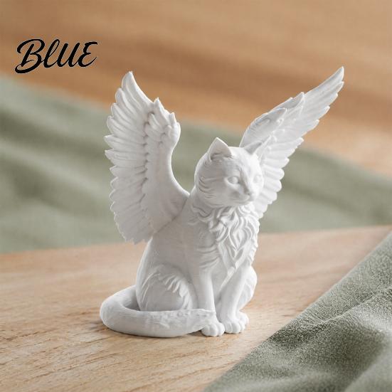 Minimalist Shelf Decor Angel Cat Desk Ornament Matte White 3D Printing Figurine Healing Home Winged Sculpture for Office And Desktop PLA Material