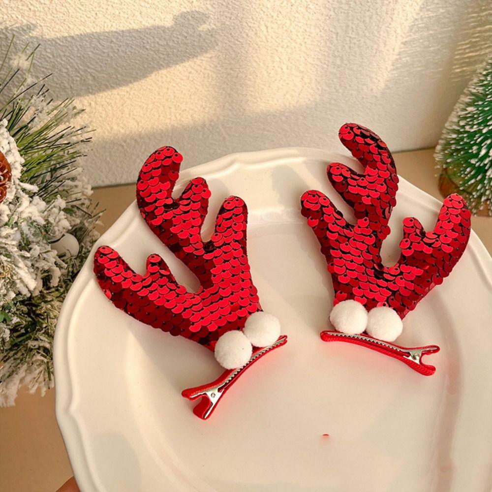 Merry Christmas Decor Christmas Hairpin Deer Horn Children Antler Hair Clip Unique   Girls