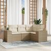 VidaXL Garden Lounge Set with Cushions 4 Pcs, Patio Sofas, Patio Furniture Set, Outdoor Furniture, Beige 3222507