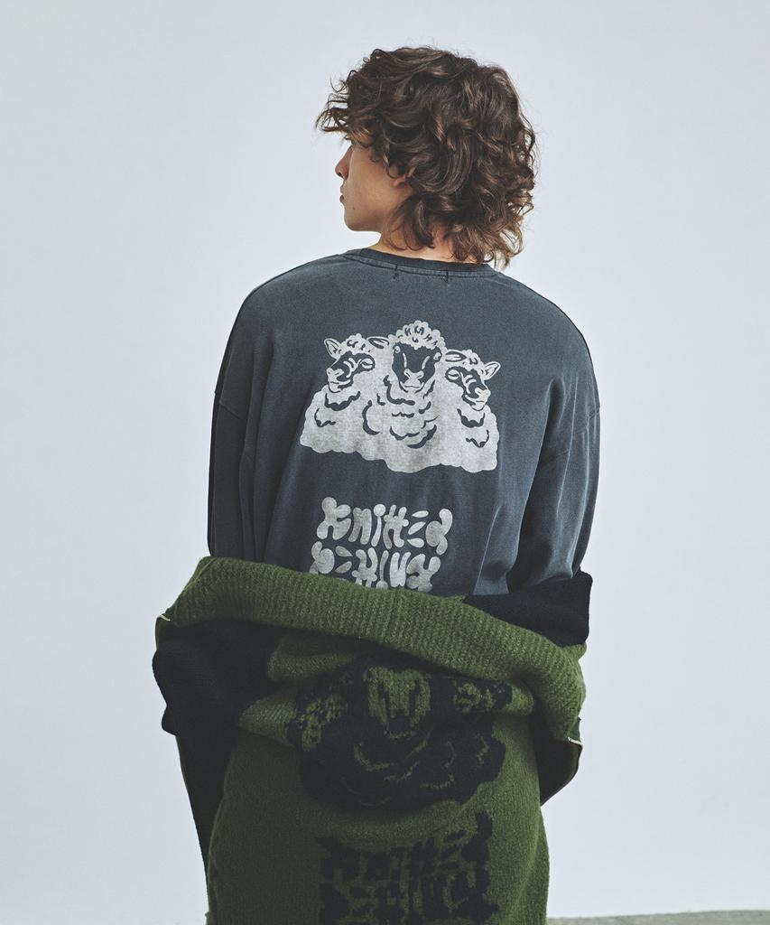 Knitted Bulky Wool Stadium Zip-Up Khaki-Black
