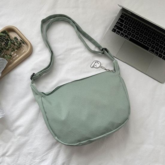 Women Shoulder Bag Dumpling Shape Zipper Closure with Pendant Large Capacity Adjustable Shoulder Strap Solid Color Commute Travel Crossbody Bag