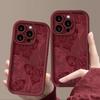 Retro Red Butterfly Silicone Couple Phone Case for iPhone 11 12 13 14 15ProMax XS XR 7 8 Plus SE20 Camera Lens Protection Cover