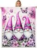 Cartoon Gnomes Fleece Blanket,Dwarf Throw Blanket Throw for Bedroom Living Rooms Sofa Couch,Colorful Stars Sherpa Blanket