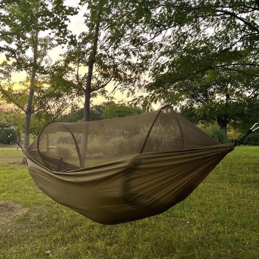 Quick Open Portable Outdoor Hammock with Mosquito Net - Anti-Rollover Design for Adults and Children, Thickened for Camping