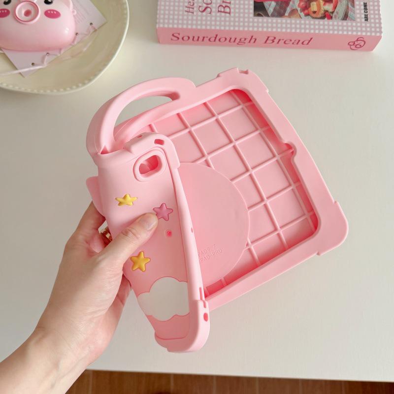 Retractable Stand Protective Case for iPad Air A16 with Pig Design