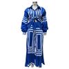 QICED Autunno Moda Donna Camicia Stampata a Righe Suit Pantaloni Gamba Dritta Pieghettati Gamba Larga