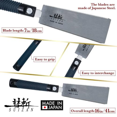 SUIZAN Double-Edged Saw, 180mm - Replaceable Blades, Crosscut and Vertical Saw, Woodworking Saw