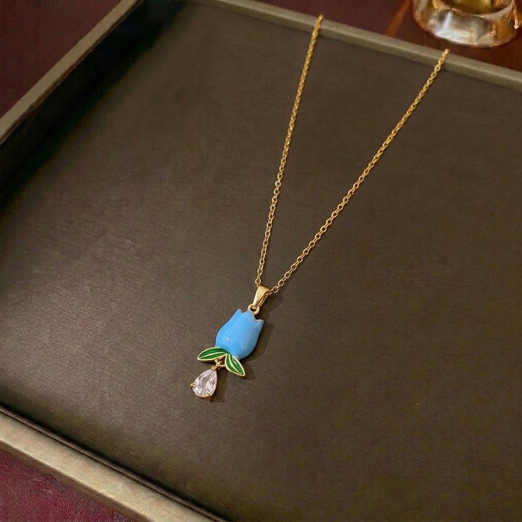 Women's Korean Pearl Flower Zircon Pendant Clavicle Necklace