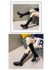 Women's Fleece-Lined Over-the-Knee Cotton Boots with Chunky High Heels and Furry Slimming High-Shaft Design