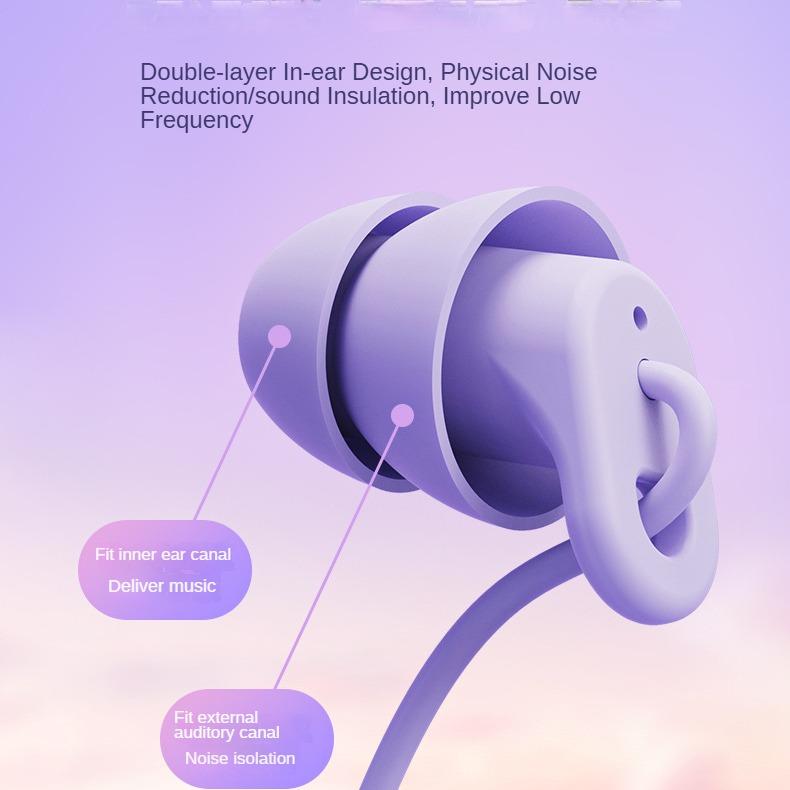 Wired Headphone ASMR Sleep Headset in-Ear Wire Control with Mic Audio Noise Reduction