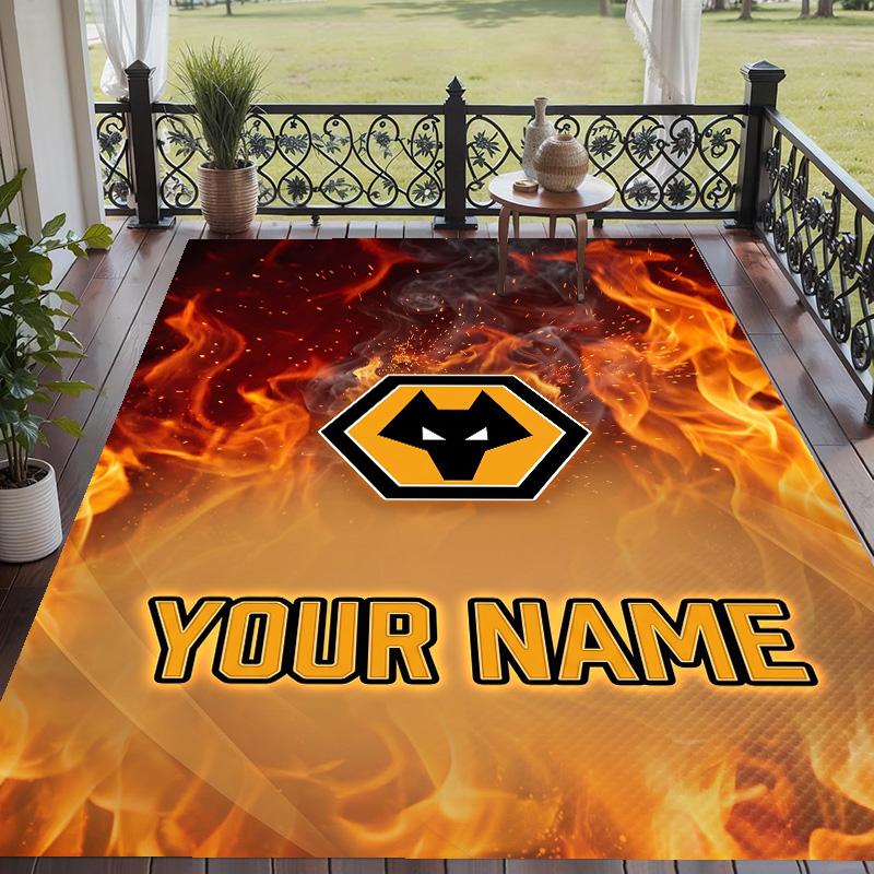 Custom Text Printed Rug Wolverhampton Wanderers Football Non Slip Floor Carpet For Home Room Decor