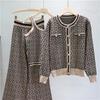 Autumn And Winter Jacquard Knitted Cardigan Women's Suit Jacket Vest And Pants Three Piece Set