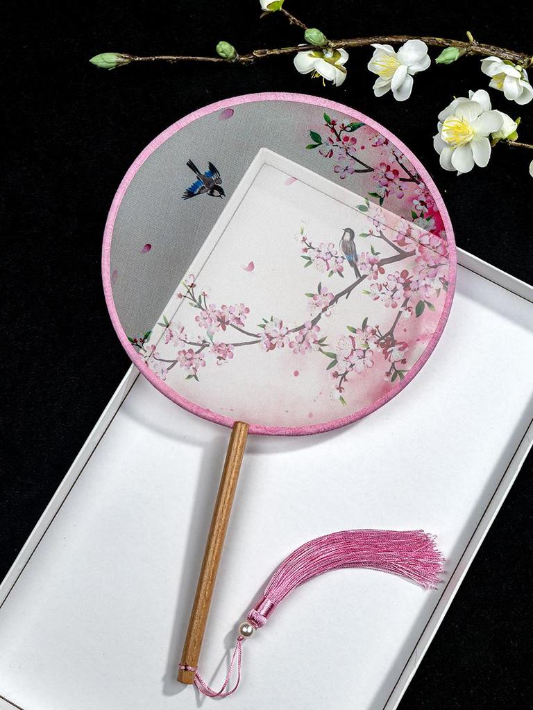 Translucent Ancient Style Round Dance Fan for Hanfu Costumes - Women's Classical Chinese Craft Fan