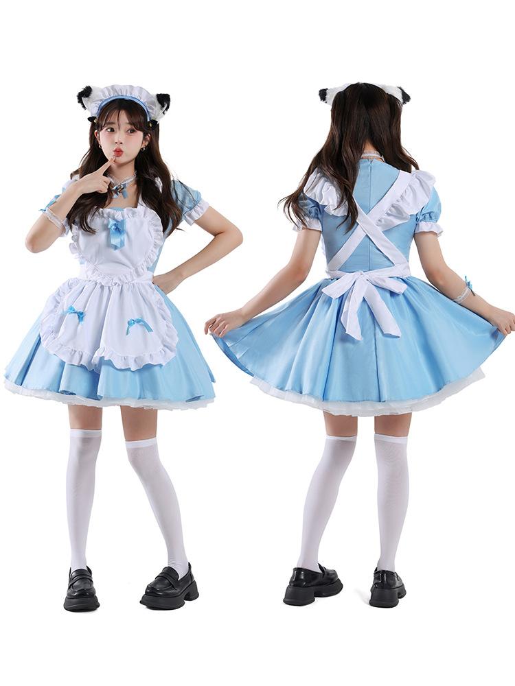 Blue and white maid outfit Alice, soft girl, maid dress, women's dress, dress