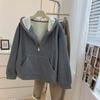 Women's Long Sleeve Zip Up Hoodie Loose Fit Office Style Cardigan Fleece Lined Sweatshirt Jacket