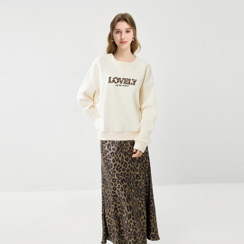 

Qiushui Yiren 2025 Spring Leopard Embroidered Sweatshirt L