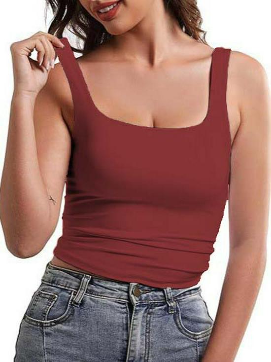 Women's Summer Square Neck Sleeveless Tank Top - Stylish Design