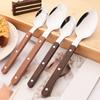 4/5pcs Imitation Wooden Handle Cutlery Set Clamp Stainless Steel Dinnerware Set Western Knife Fork Tea Spoon Tableware Flatware