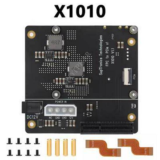 

X1010 Raspberry Pi 5 PCIe Expansion Board: FFC to Standard PCIe x4 Slot, Compatible with Various PCIe Components