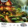 500pcs Advanced Jigsaw Puzzle Suitable for & Families - Rectangular Brain with Cozy Forest Waterfall Scene, Portable Challenge for, Christmas Gifts, N