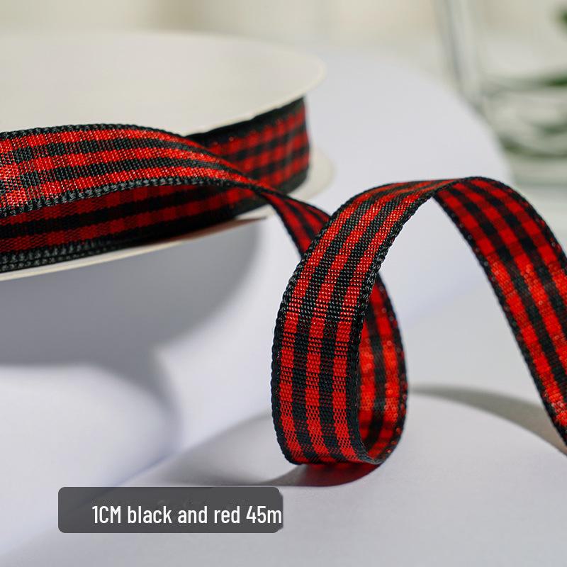 1cm Solid Color Plaid Ribbon for Cake Box Packaging and Decoration