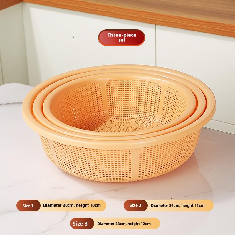 Large Size Plastic Drain Basket Kitchen Vegetable Washing Basket Hollow Out Fruit Basket Round Sieve Rice Cleaning Basket