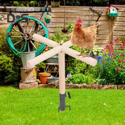 Juguete Percha para Pollos Soporte de Percha de Madera para Pollitos con Estaca de Metal para el Suelo Accesorios para Aves de Corral de Traspatio para Gallos Pollitos Loros