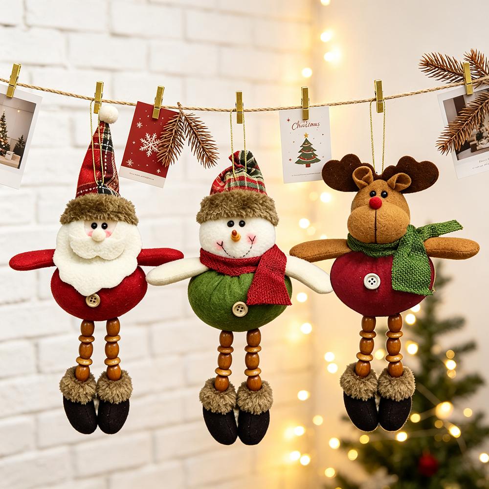 3pcs of Christmas Tree Ornament Pendant, Santa-Snowman-Reindeer Ornaments Doll for Christmas, New Year, Festive Season Decor