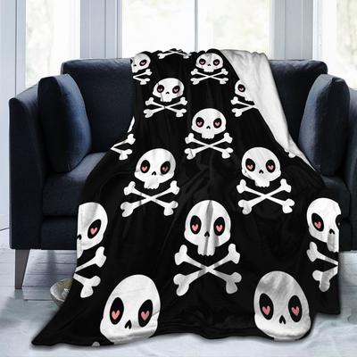 Halloween Horror Blankets Cartoon Skull Bone Flannel Vintage Breathable Throw Blanket for Coverlet Textile Decor