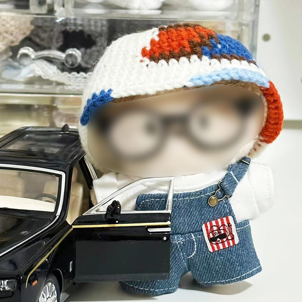 niannyyhouse 10cm Plush Clothes: Denim Overalls, T-Shirt, Overalls, Suit, Cotton Doll Clothes, Dress-Up (Blue)