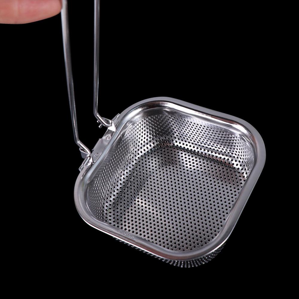 Foldable Long Handle Colander Stainless Steel Skimmer Basket Frying Filter Restaurant
