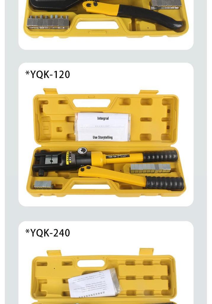 Manual Hydraulic Crimping Pliers for Copper/Aluminum Lugs, Cable Terminals, Model YQK70120240300, Portable Tool