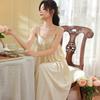 Suspender Nightdress Women's Summer Sexy Lace Long Pajamas French Loose Chest Pad Suspender Skirt Can Be Worn Outside Loungewear Cotton