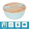 Saladier de 3340 ml avec couvercle, fourchette, cuillère, set de service à salade écologique en grande fibre de bambou pour la cuisine maison, bol mélangeur léger pour salade, fruits, pâtes