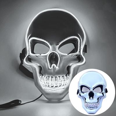 Fashion Horror Halloween Skull Mask Halloween Cosplay Costume LED Cold Light Mask LED Light Cosplay Mask Party Makeup Ball