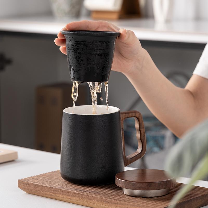 High-grade mug ceramic tea separation tea cup drinking cup with lid filter office cup gift box gift