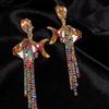 Silver Needle Rhinestone Tassel Fish Ear Studs - Light Luxury & Exquisite High-end Earrings