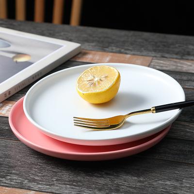Nordic Style Glaze Matte Ceramic Plate Household Round Tray Dish Pan Bone Plate Hotel Western Plate Steak Plate
