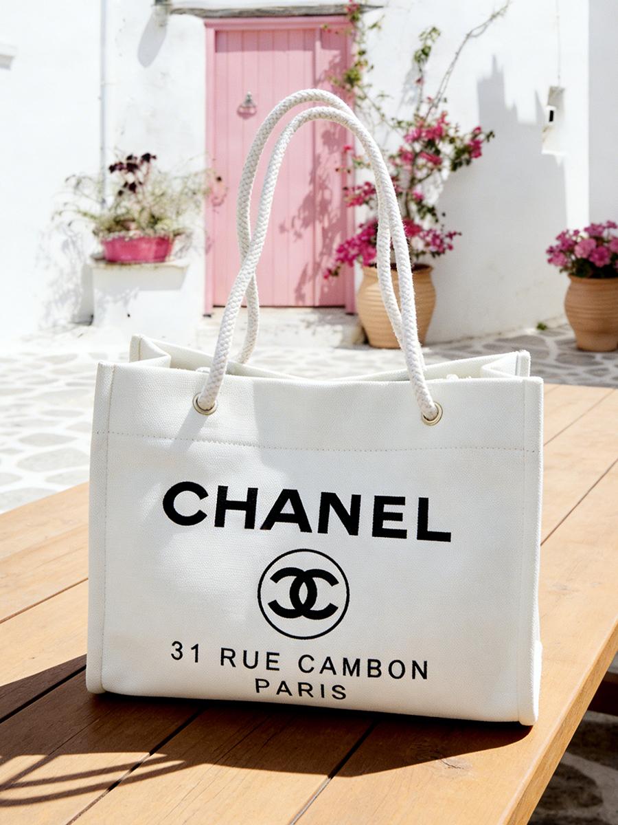 CHANEL Белый холст CHANEL 31 RUE CAMBON Сумка-тоут, Ежедневная косметичка на плечо, Аксессуар для красоты люксового бренда белый