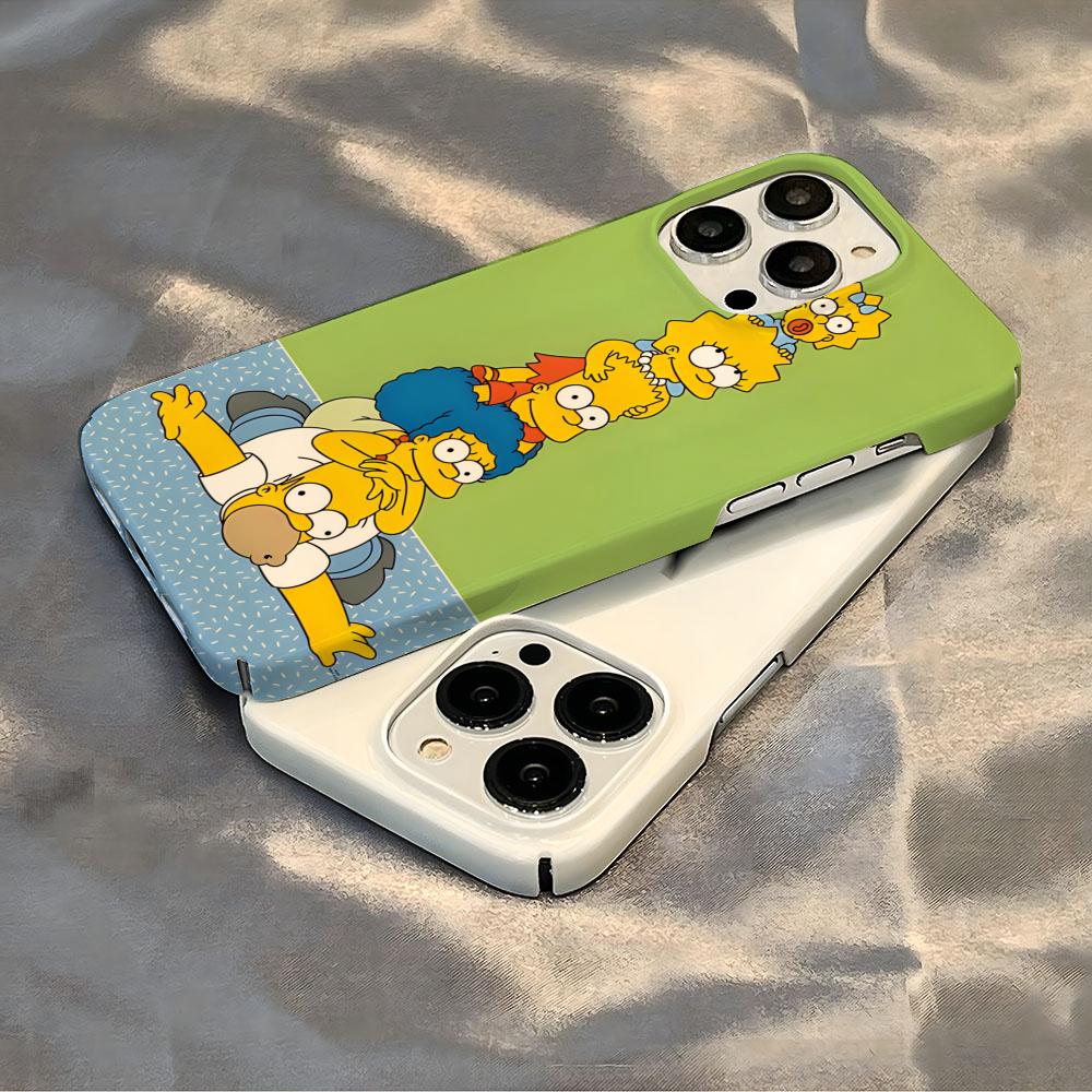 Disney Funny Cartoon Homer Simpson Family Phone Case Luxury For IPhone 16 15 14 13 12 11 Plus Pro Max Mini Glossy HD Hard Film S
