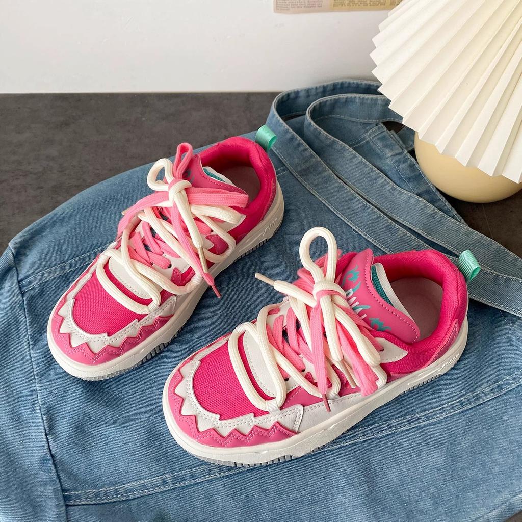 2025 New Niche Retro Breathable Sweet Cool Board Shoes Women's Versatile Platform Casual Pink Sneakers