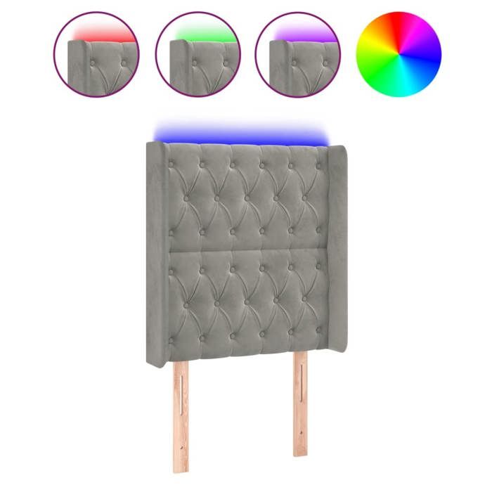VidaXL Tête de Lit à LED Meuble de Chambre à Coucher Accessoire de Lit Simple Tête de Cadre de Lit Intérieur Gris Clair 3124414