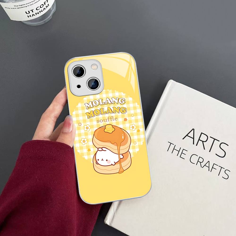 Kawaii Cute Rabbit M-MolangS Anime For IPhone 14 13 12 Mini 11 Pro XS Max X XR 14 Plus Tempered Glass Cover