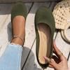 Large size autumn new flat bottom round head set feet shallow mouth fly weaving casual versatile single shoes women