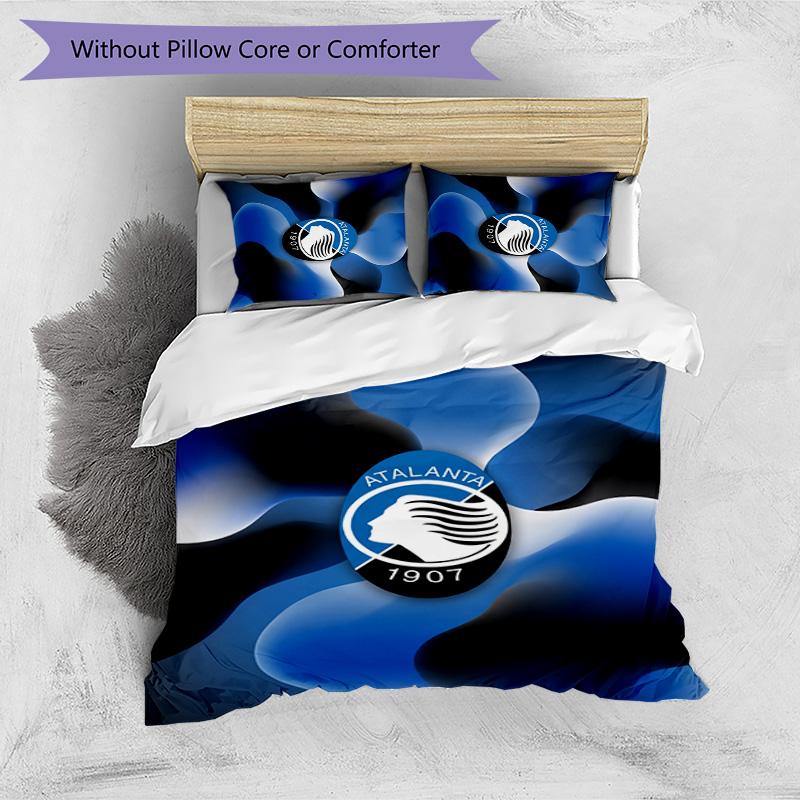 Set Biancheria da Letto Stampato 3 Pezzi Atalanta FC Traspirante Copripiumino con Federe Biancheria da Letto Decorativa per Camera da Letto Casa