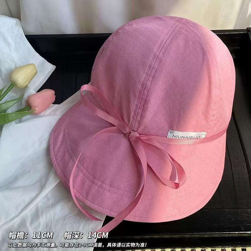 Sweet Bow Bucket Hat Women's Summer Thin Quick-drying Face Hat Travel Anti-ultraviolet Sunshade Sunscreen Hat